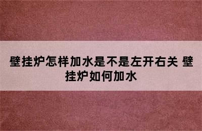 壁挂炉怎样加水是不是左开右关 壁挂炉如何加水